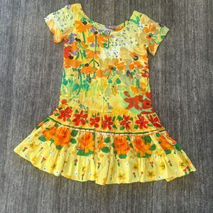 Vintage Yellow Jam's World Hattie Dress, Flowershop Pattern, Size XS